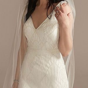 V-Neck Geometric Beaded Wedding Dress